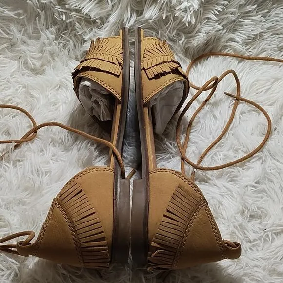 LUCKY BRAND GELSO ANKLE TIE SANDALS SANDBOX NUBUCK LEATHER 6 NWB