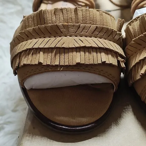 LUCKY BRAND GELSO ANKLE TIE SANDALS SANDBOX NUBUCK LEATHER 6 NWB
