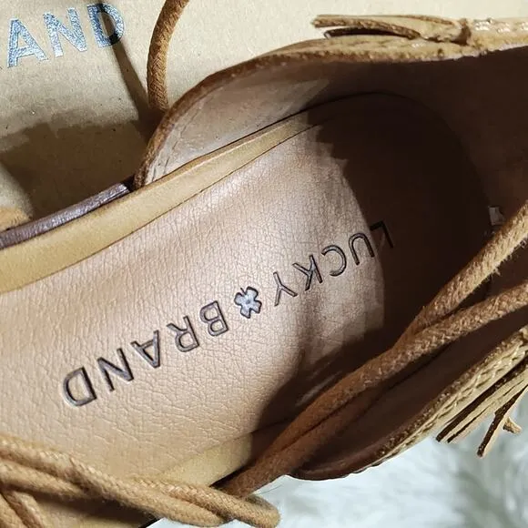 LUCKY BRAND GELSO ANKLE TIE SANDALS SANDBOX NUBUCK LEATHER 6 NWB