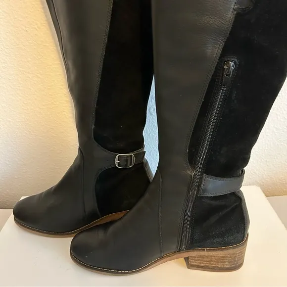 Lucky Brand Timinii black genuine leather knee high riding boots S 7.5 EU 38