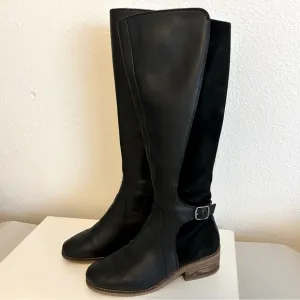 Lucky Brand Timinii black genuine leather knee high riding boots S 7.5 EU 38