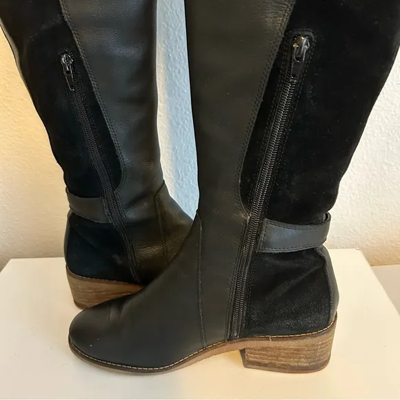 Lucky Brand Timinii black genuine leather knee high riding boots S 7.5 EU 38