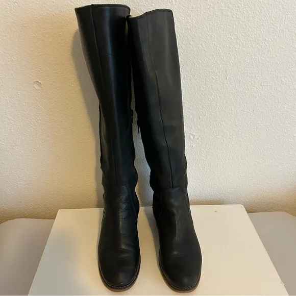 Lucky Brand Timinii black genuine leather knee high riding boots S 7.5 EU 38