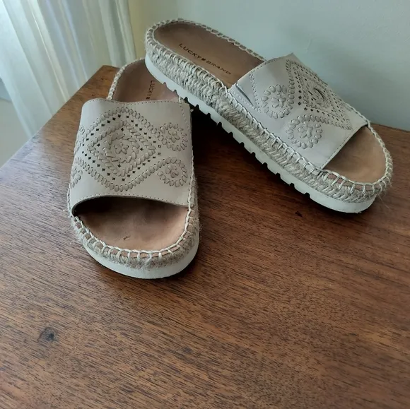 Lucky Brand Women's Sandals Lemana Espadrille flat Slide Size 7