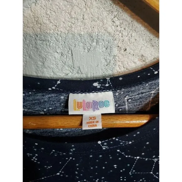 LuLaRoe‎ Carly High Low Swing Dress XS Blue Stars Constellations Space NWT
