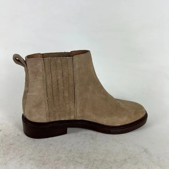 Madewell Chelsea Ankle Boots Women's 7 Camel Suede Pull-On Round Toe Comfort