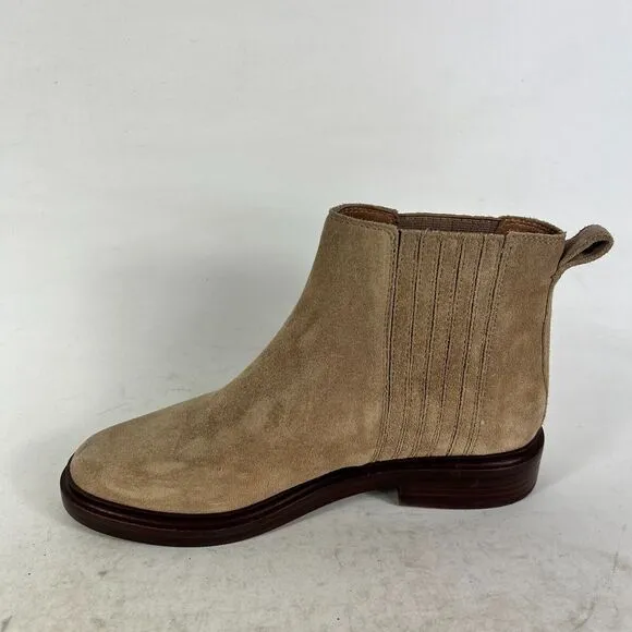 Madewell Chelsea Ankle Boots Women's 7 Camel Suede Pull-On Round Toe Comfort
