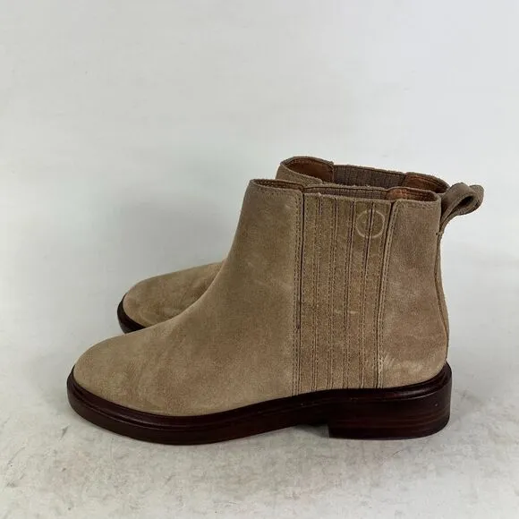 Madewell Chelsea Ankle Boots Women's 7 Camel Suede Pull-On Round Toe Comfort