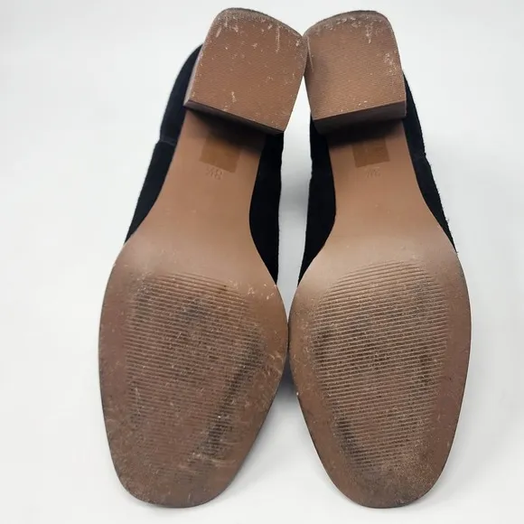 Madewell Chelsea Boot Women 8.5M The Kat Black Suede Block Heel Bootie AA763