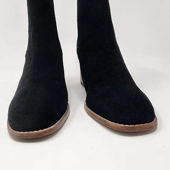 Madewell Chelsea Boot Women 8.5M The Kat Black Suede Block Heel Bootie AA763