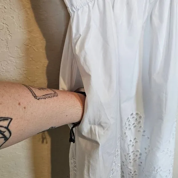 Madewell Embroidered Tank Midi Dress in Poplin White Women's 14 Summer Casual