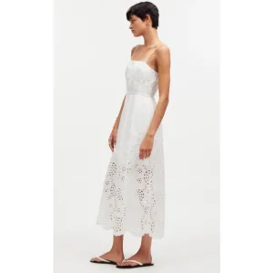 Madewell Embroidered Tank Midi Dress in Poplin White Women's 14 Summer Casual