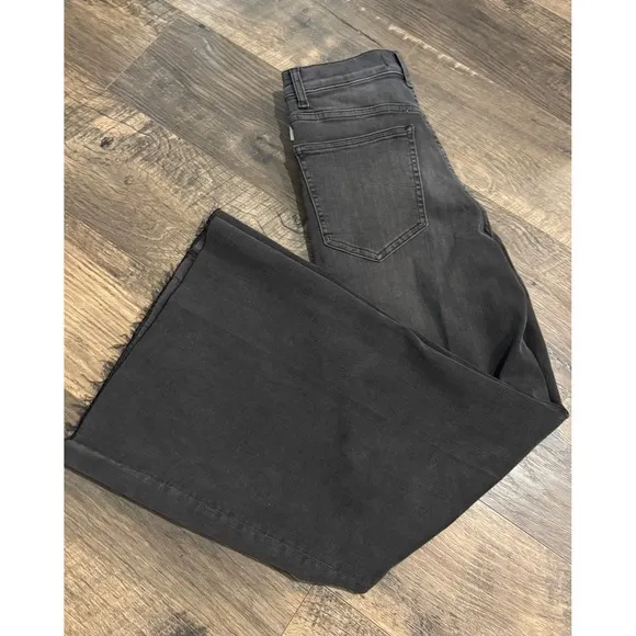 Madewell Flared Wide-Leg Crop Jeans Raw Hem Gray Wash Denim Size 26