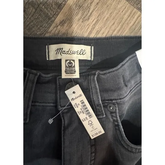 Madewell Flared Wide-Leg Crop Jeans Raw Hem Gray Wash Denim Size 26