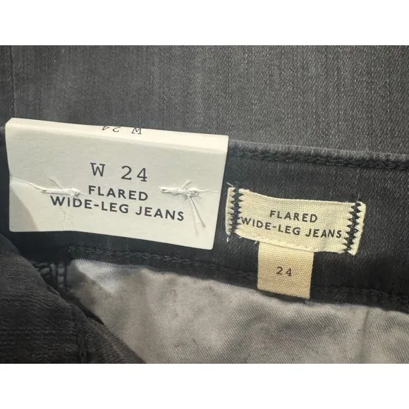 Madewell Flared Wide-Leg Crop Jeans Raw Hem Gray Wash Denim Size 26
