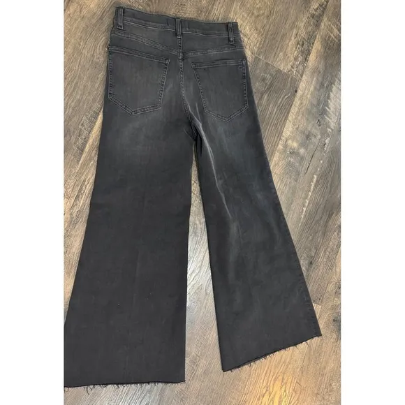 Madewell Flared Wide-Leg Crop Jeans Raw Hem Gray Wash Denim Size 26