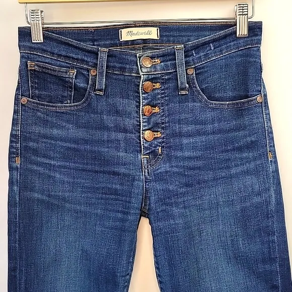 Madewell Jeans 9&quot; High Rise Button Fly Frayed Cuffs Size 27T