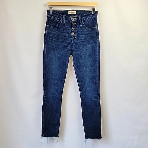 Madewell Jeans 9&quot; High Rise Button Fly Frayed Cuffs Size 27T