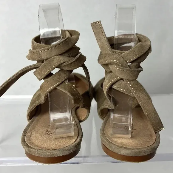 Madewell The April Ankle-Wrap Ballet Flat Suede Leather Round Toe Shoe Size 7.5