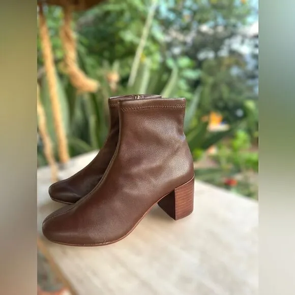 Madewell The Carolyn Boot GLOVE BOOTS IN STRETCH LEATHER SOFT MAHOGANY Size 5