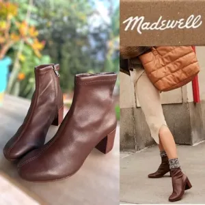 Madewell The Carolyn Boot GLOVE BOOTS IN STRETCH LEATHER SOFT MAHOGANY Size 5
