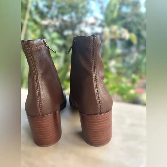 Madewell The Carolyn Boot GLOVE BOOTS IN STRETCH LEATHER SOFT MAHOGANY Size 5