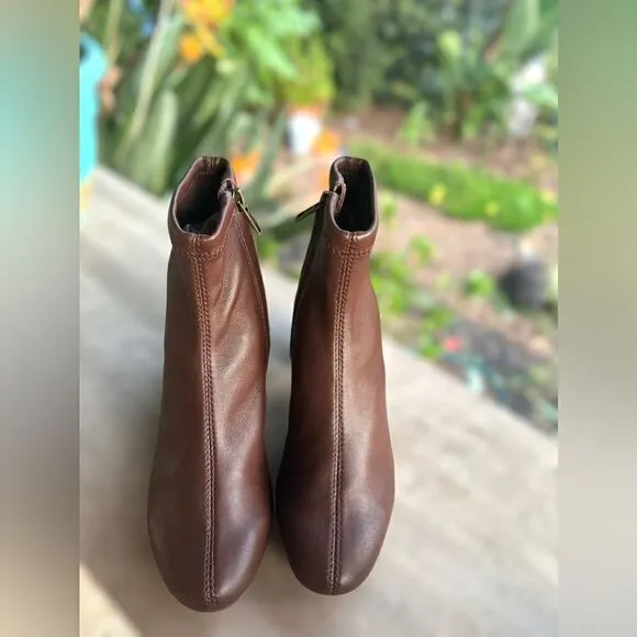 Madewell The Carolyn Boot GLOVE BOOTS IN STRETCH LEATHER SOFT MAHOGANY Size 5