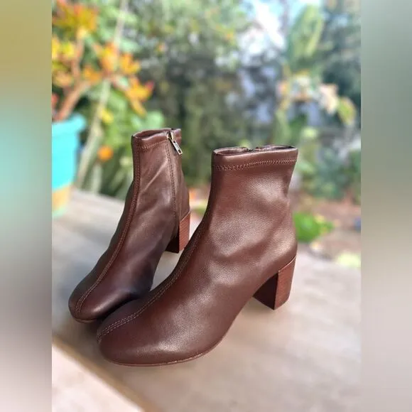 Madewell The Carolyn Boot GLOVE BOOTS IN STRETCH LEATHER SOFT MAHOGANY Size 5