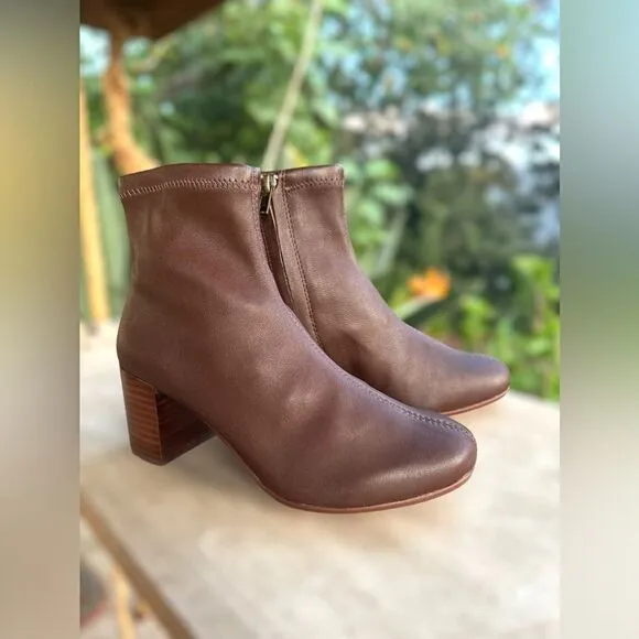 Madewell The Carolyn Boot GLOVE BOOTS IN STRETCH LEATHER SOFT MAHOGANY Size 5