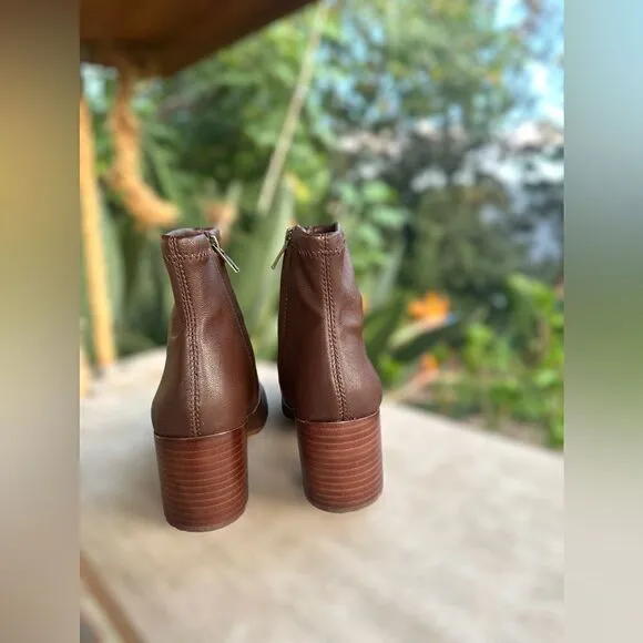 Madewell The Carolyn Boot GLOVE BOOTS IN STRETCH LEATHER SOFT MAHOGANY Size 5