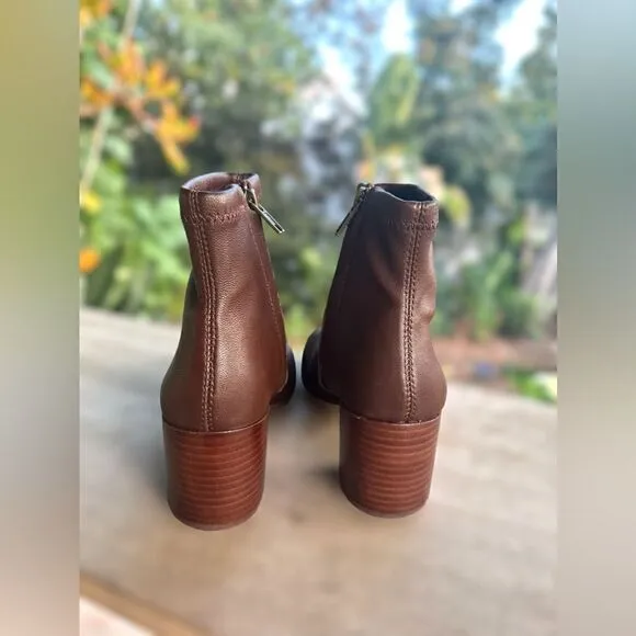 Madewell The Carolyn Boot GLOVE BOOTS IN STRETCH LEATHER SOFT MAHOGANY Size 5