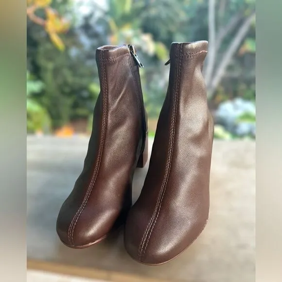 Madewell The Carolyn Boot GLOVE BOOTS IN STRETCH LEATHER SOFT MAHOGANY Size 5