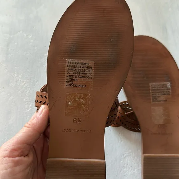Madewell The Cora Slide Sandals Brown Perforated Leather Size 6.5 Casual Summer