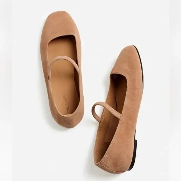 Madewell The Greta Ballet Flat Womens Sz 7.5 Beige Nude Mary Jane