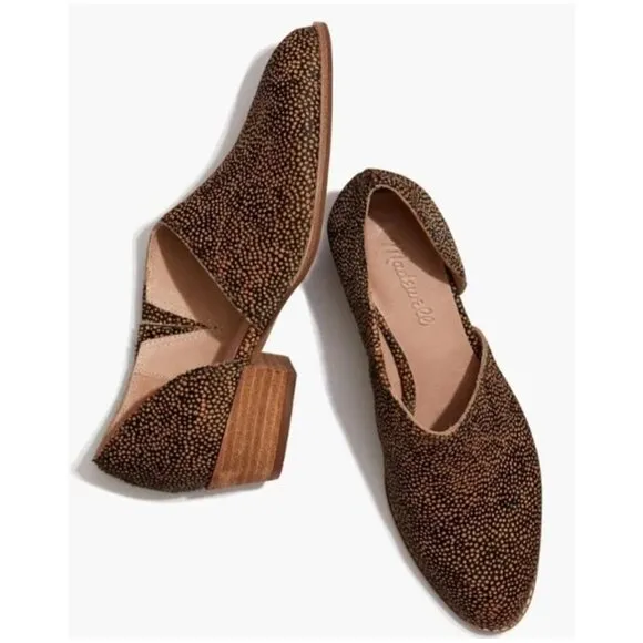 Madewell The Lucie Shoes Spotted Calf Hair Womens 7 Leather D'Orsay Asymmetrical