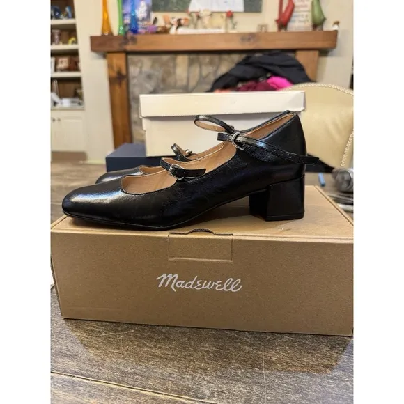 Madewell The Nettie Heeled Mary Jane In True Black Size 7.5