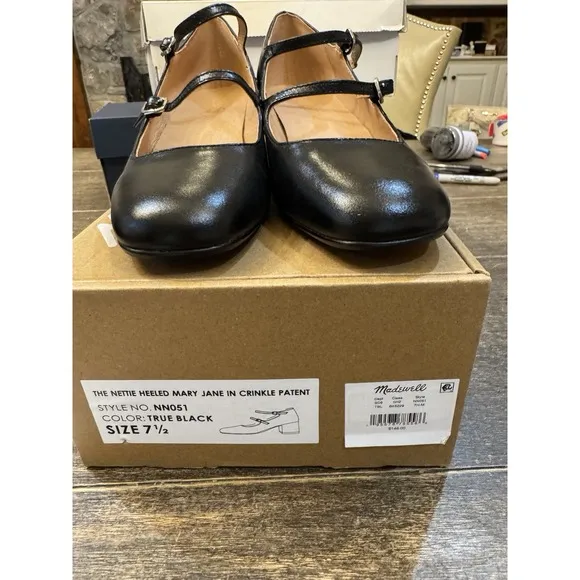 Madewell The Nettie Heeled Mary Jane In True Black Size 7.5