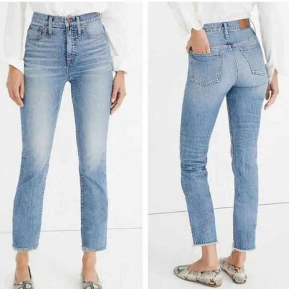 Madewell The Perfect Vintage Jean High Rise Raw Hem Crop Ankle Size 24