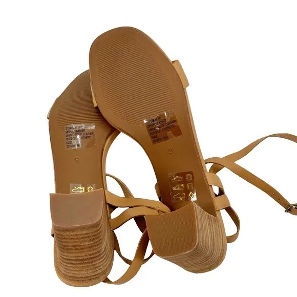Madewell Women's The Loli Ankle-Strap Sandal in Tan Leather Size 9 NWOB