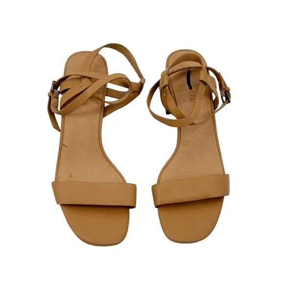 Madewell Women's The Loli Ankle-Strap Sandal in Tan Leather Size 9 NWOB