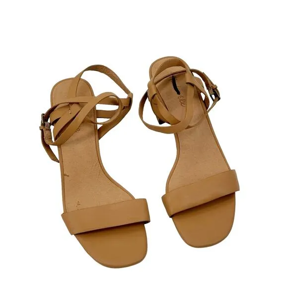 Madewell Women's The Loli Ankle-Strap Sandal in Tan Leather Size 9 NWOB