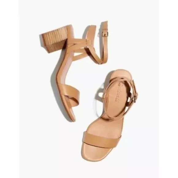 Madewell Women's The Loli Ankle-Strap Sandal in Tan Leather Size 9 NWOB