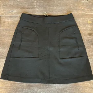 Maeve Anthropologie Mini Skirt Size 6 Black Pockets Exposed Back Zipper A-Line