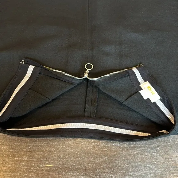 Maeve Anthropologie Mini Skirt Size 6 Black Pockets Exposed Back Zipper A-Line