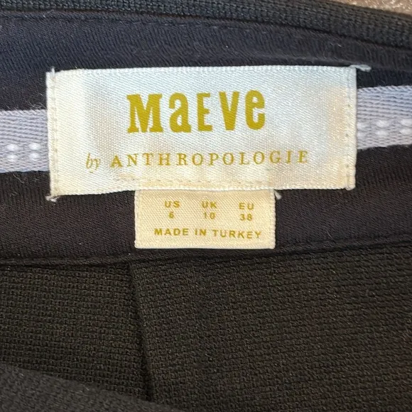 Maeve Anthropologie Mini Skirt Size 6 Black Pockets Exposed Back Zipper A-Line