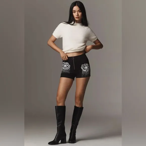 Maeve Embroidered Micro Shorts - Size 2 (US)