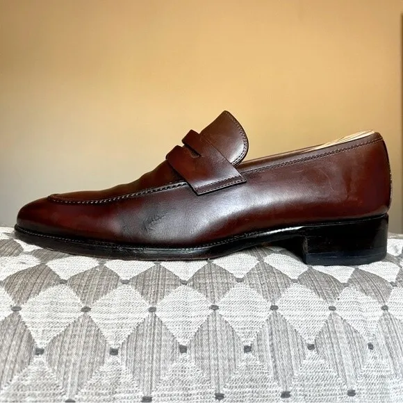 Magnanni Brown Leather Classic Penny Loafer Slip On Shoes Men’s Size 9 M 14658