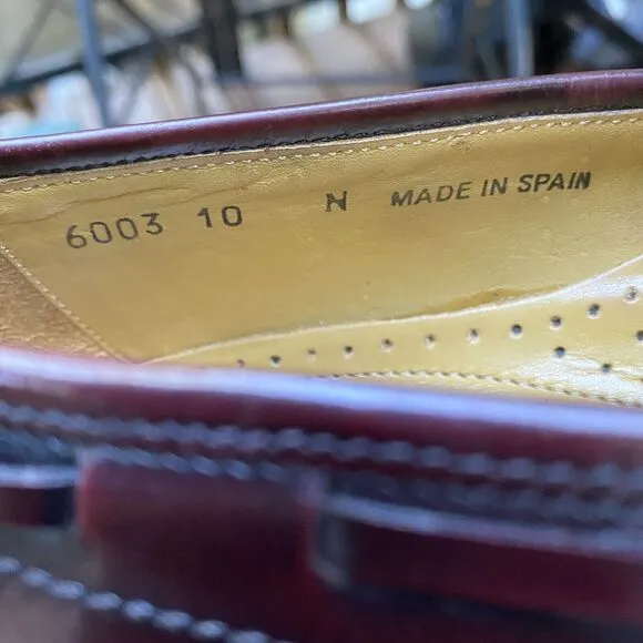 Magnanni Dress Shoes Men's 10 N Cordovan Oxblood Tassel Loafers Made in Spain