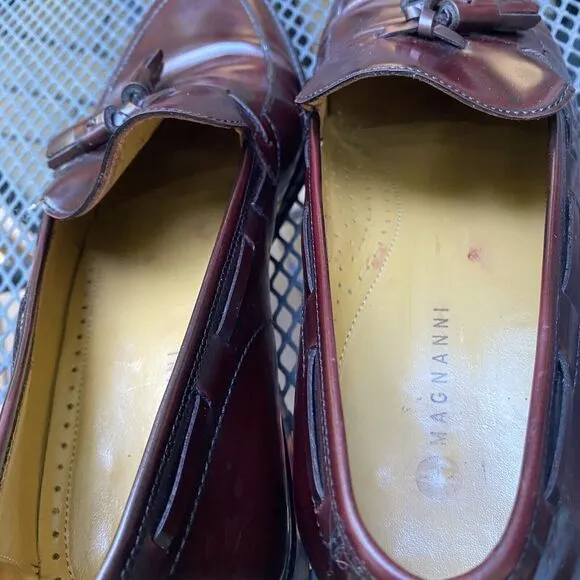 Magnanni Dress Shoes Men's 10 N Cordovan Oxblood Tassel Loafers Made in Spain