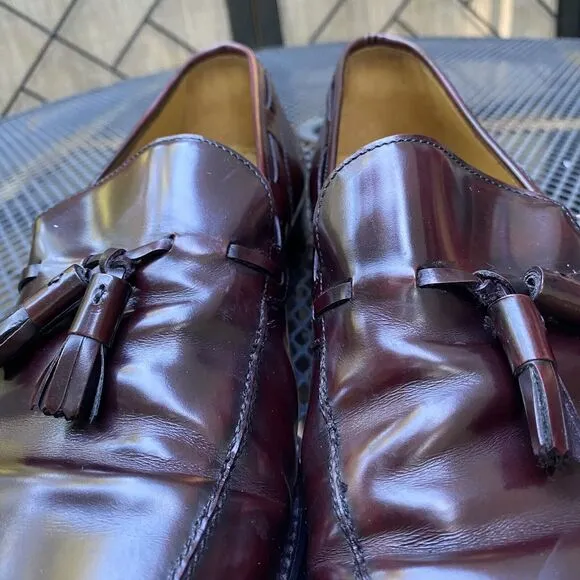 Magnanni Dress Shoes Men's 10 N Cordovan Oxblood Tassel Loafers Made in Spain